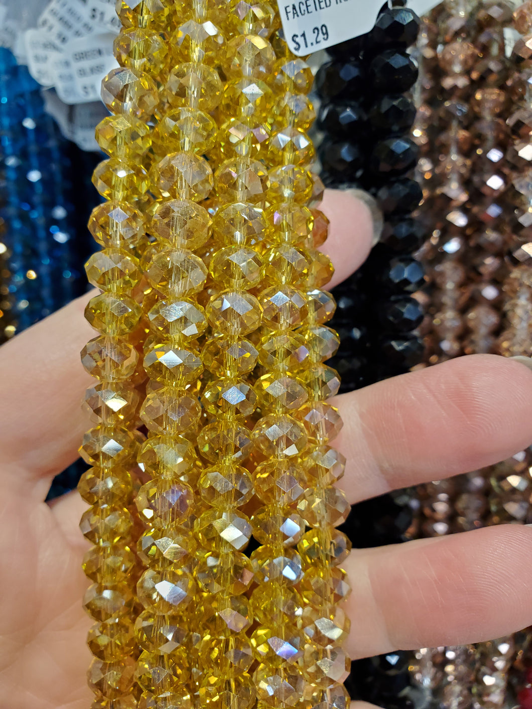 GLASS FACETED RONDELLE 8X6MM
