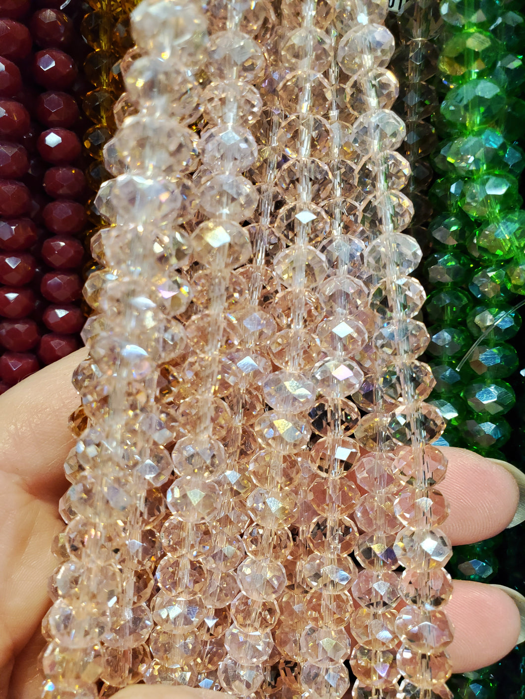GLASS FACETED RONDELLE 8X6MM