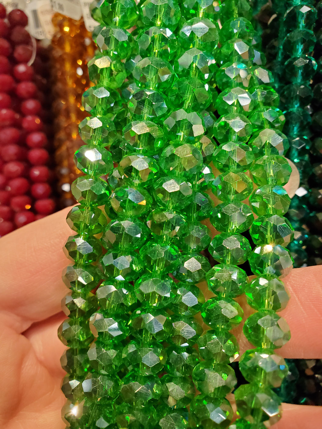 GLASS RONDELLE FACETED 8X6MM