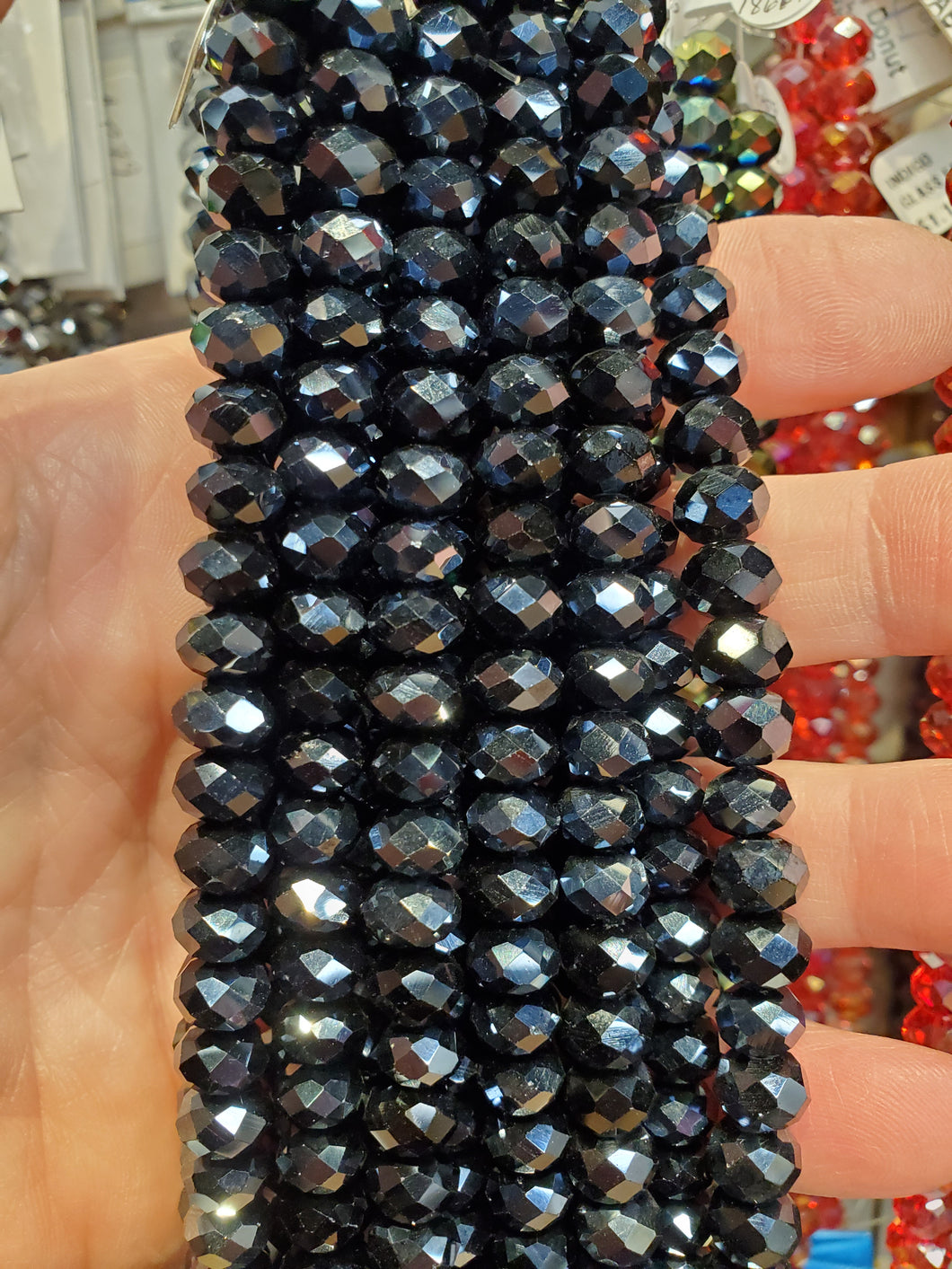 GLASS FACETED RONDELLE 8X6MM