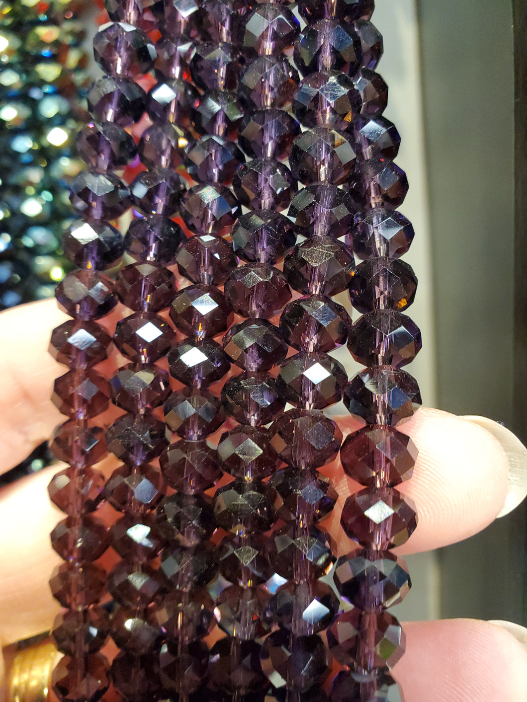 GLASS FACETED RONDELLE 8X6MM