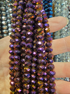 GLASS FACETED RONDELLE 8X6MM