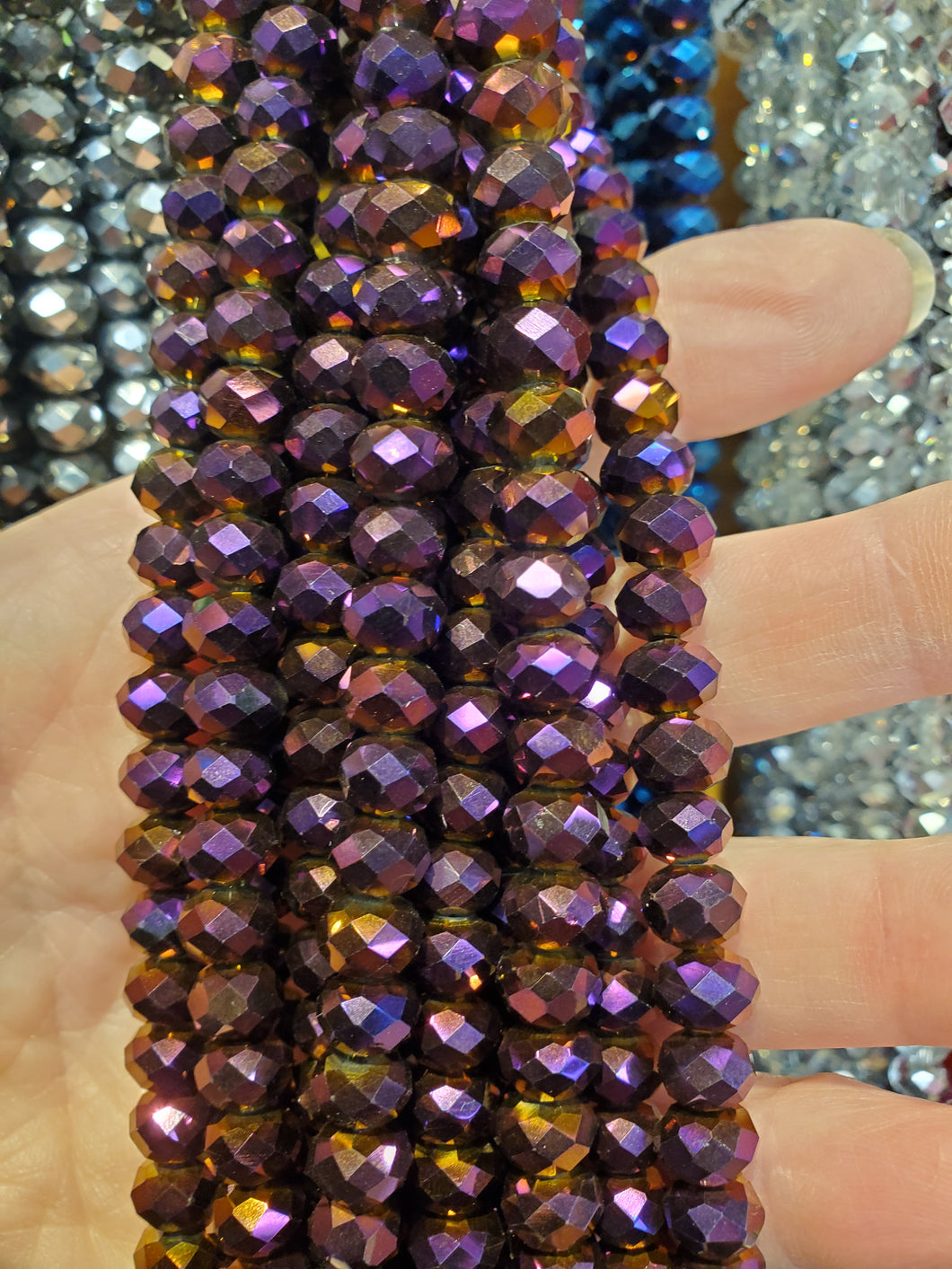 GLASS FACETED RONDELLE 8X6MM
