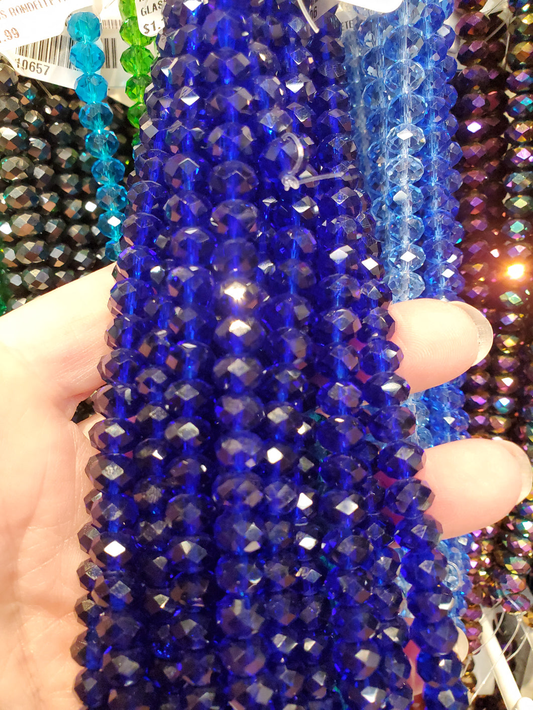 GLASS FACETED RONDELLE 8X6MM