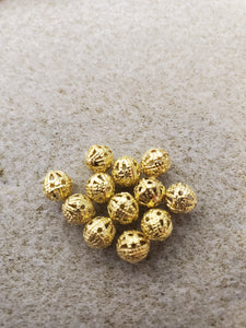 UNPLATED BRASS FILIGREE BEAD 6MM