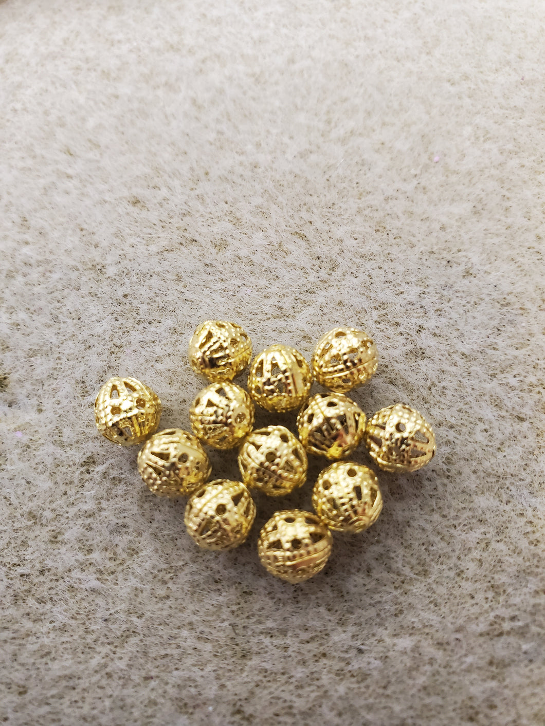 UNPLATED BRASS FILIGREE BEAD 6MM