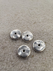 PEWTER FLAT ROUND BEAD