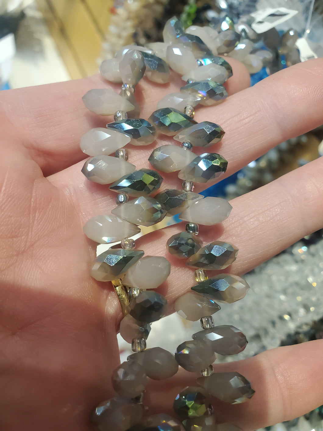 ELECTROPLATED GLASS BRIOLETTE 12X7MM