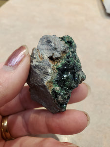 COPPER PHOSPHATE LEBETHENITE ON DOLOMITE