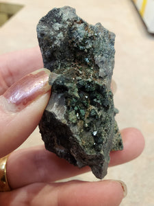 COPPER PHOSPHATE LEBETHENITE ON DOLOMITE