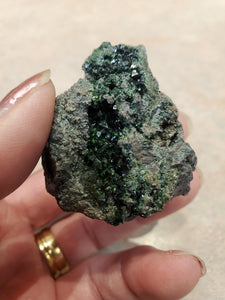 COPPER PHOSPHATE LEBETHENITE ON DOLOMITE