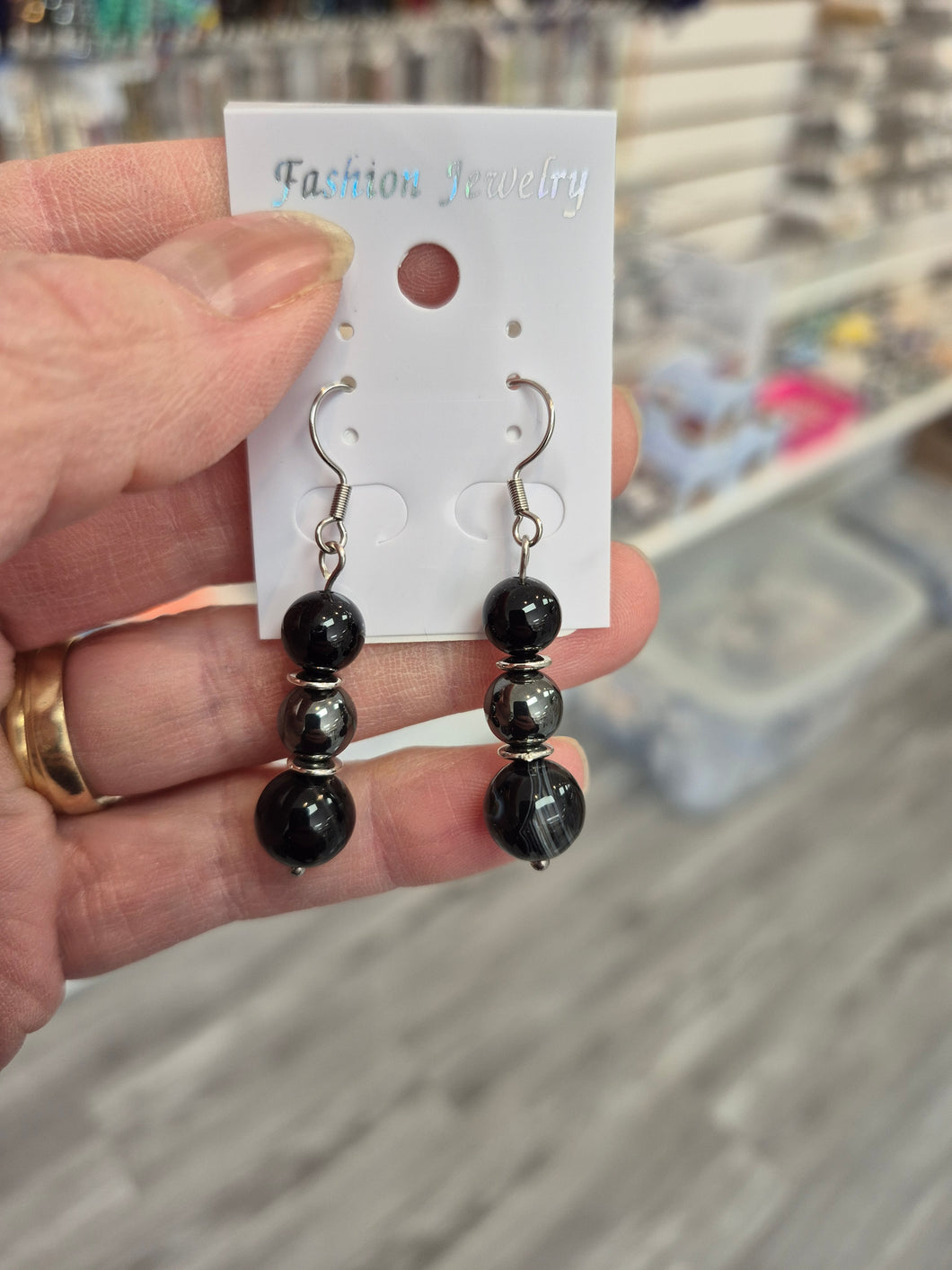 AGATE/HEMATITE EARRINGS