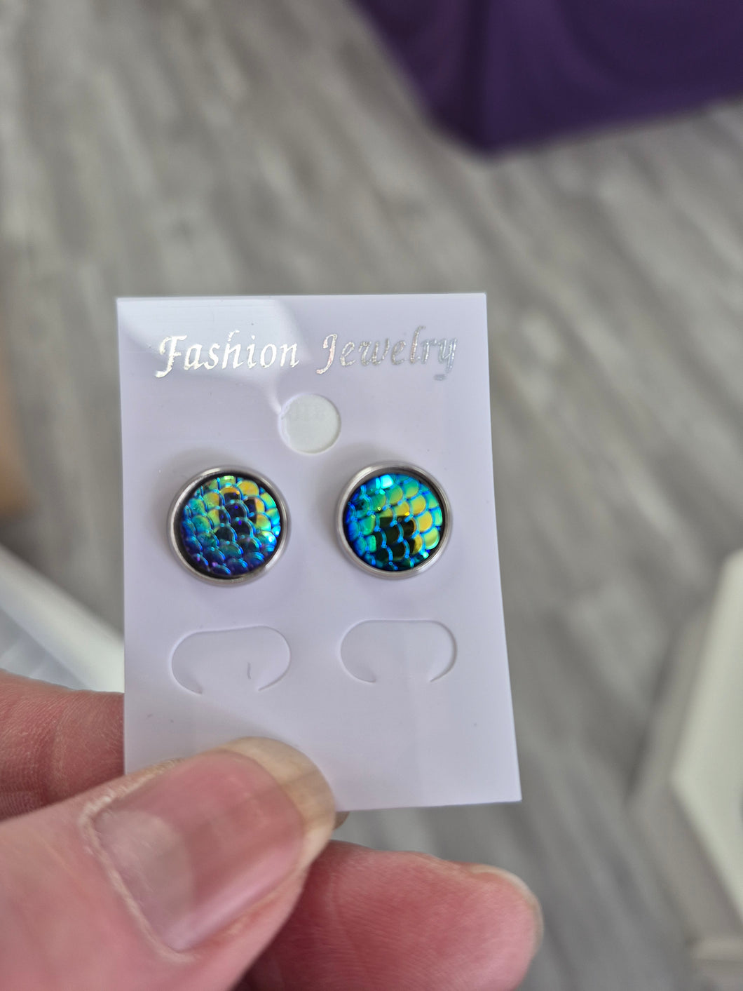 MERMAID STUD EARRINGS BLUE