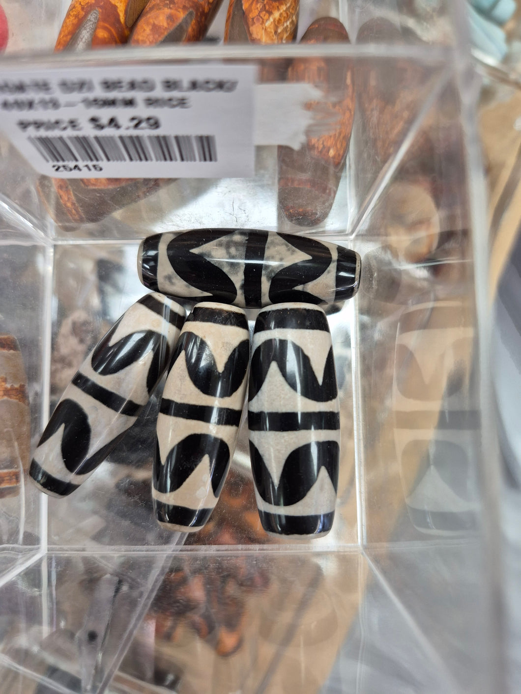 AGATE DZI BEAD BLACK/WHITE