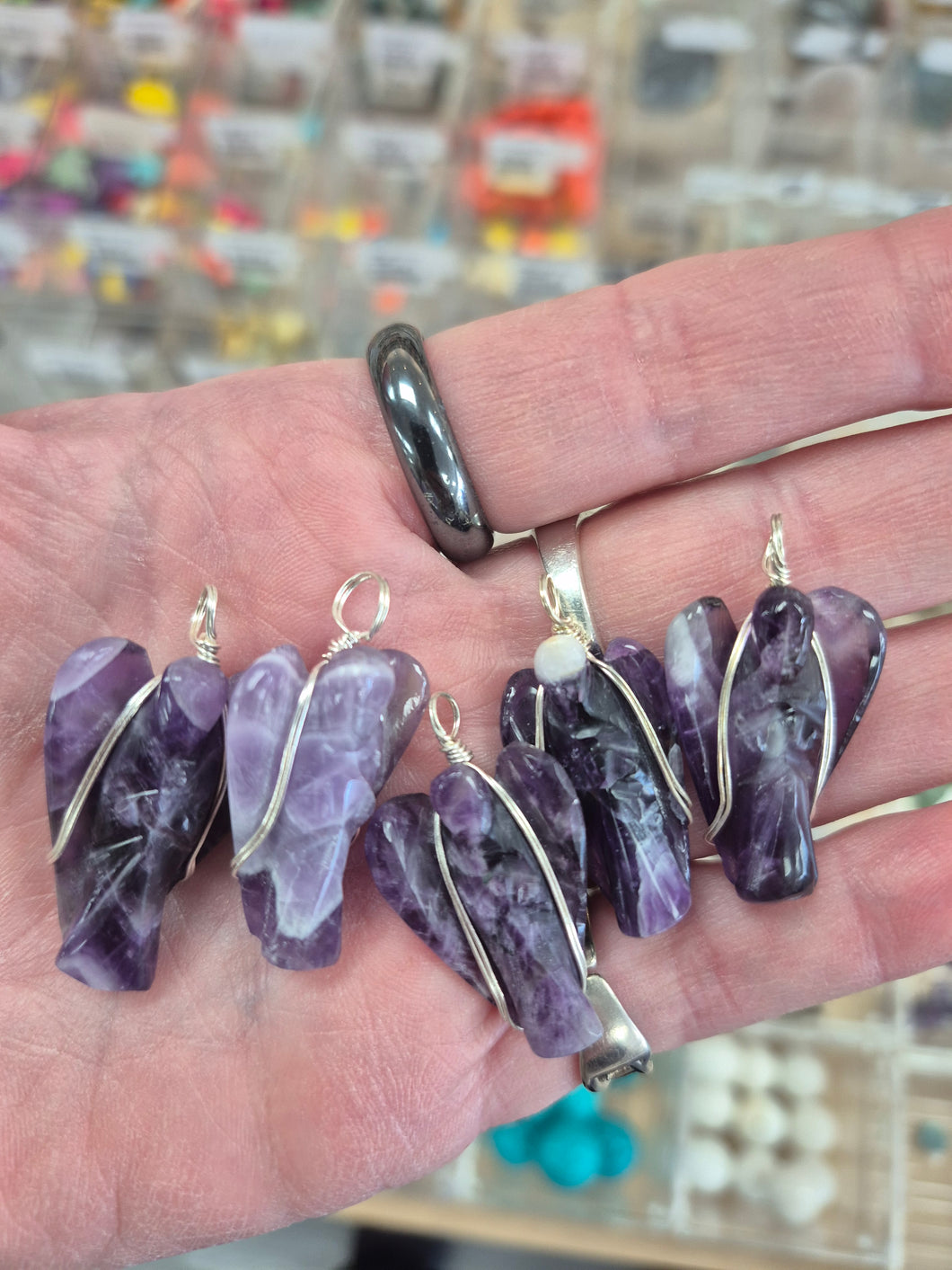 AMETHYST ANGEL PENDANT WIRE WRAPPED