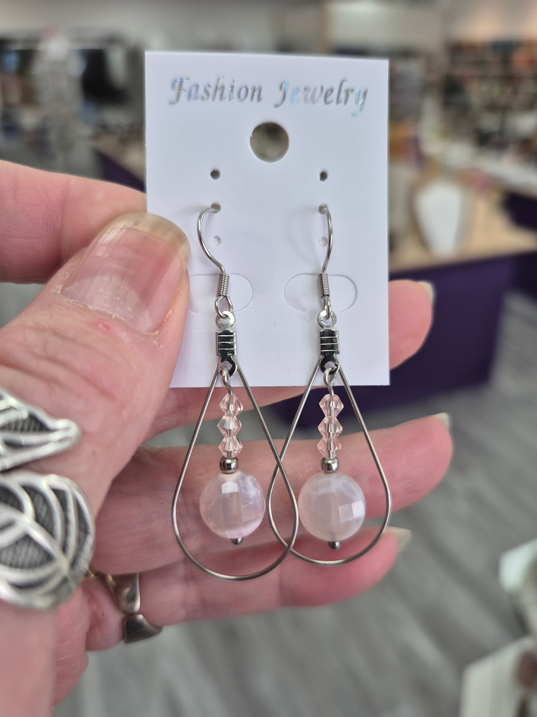 PINK AGATE EARRINGS