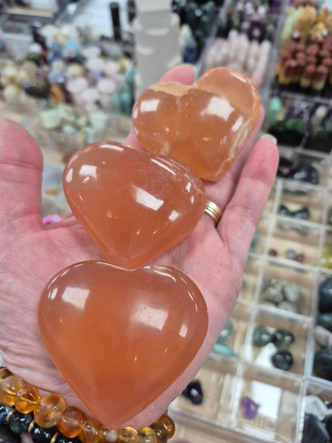 HONEY CALCITE HEART
