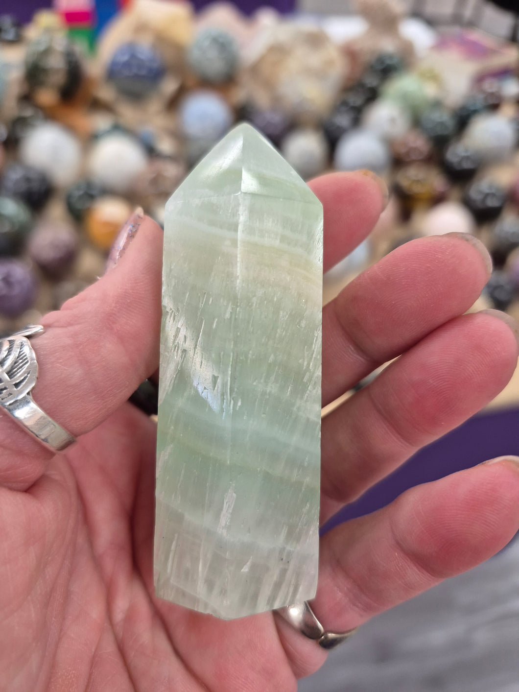 PISTACHIO CALCITE POINT