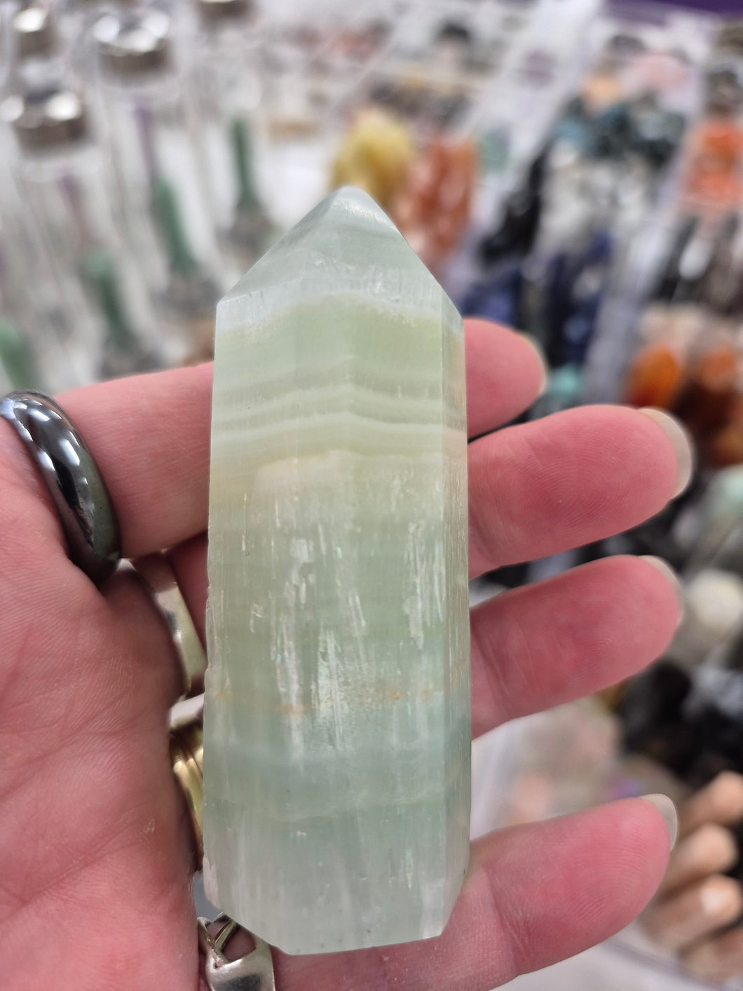 PISTACHIO CALCITE POINT