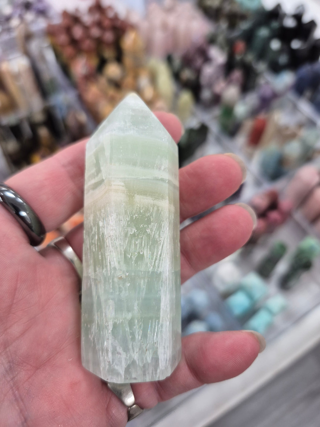 PISTACHIO CALCITE POINT