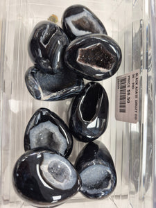 BLACK AGATE DRUZY EGG
