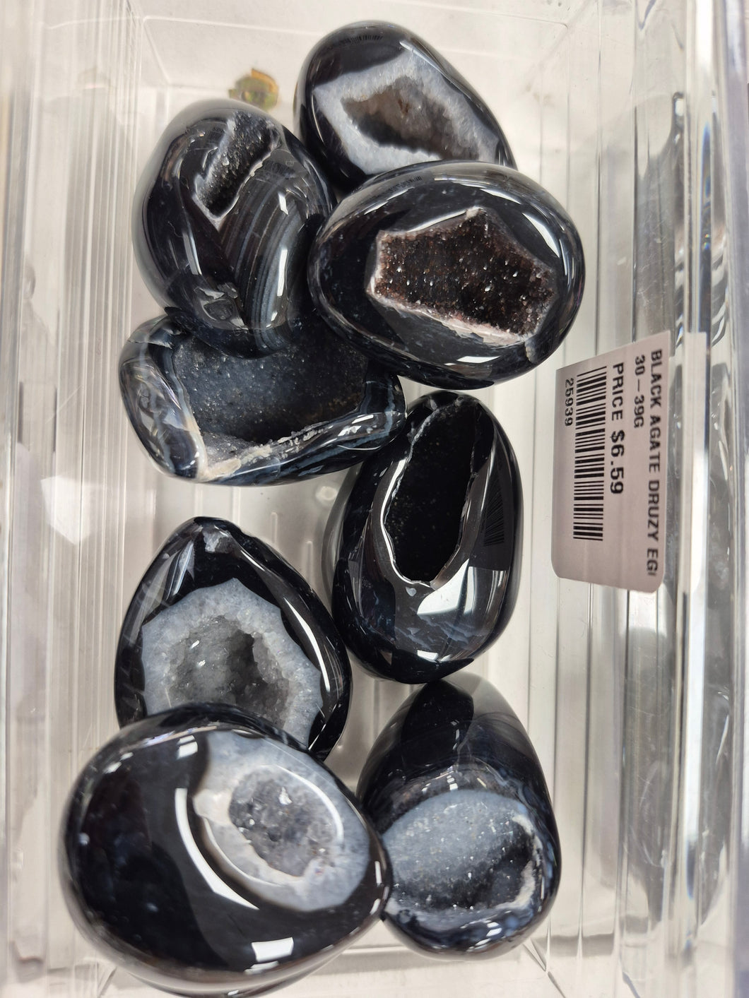 BLACK AGATE DRUZY EGG