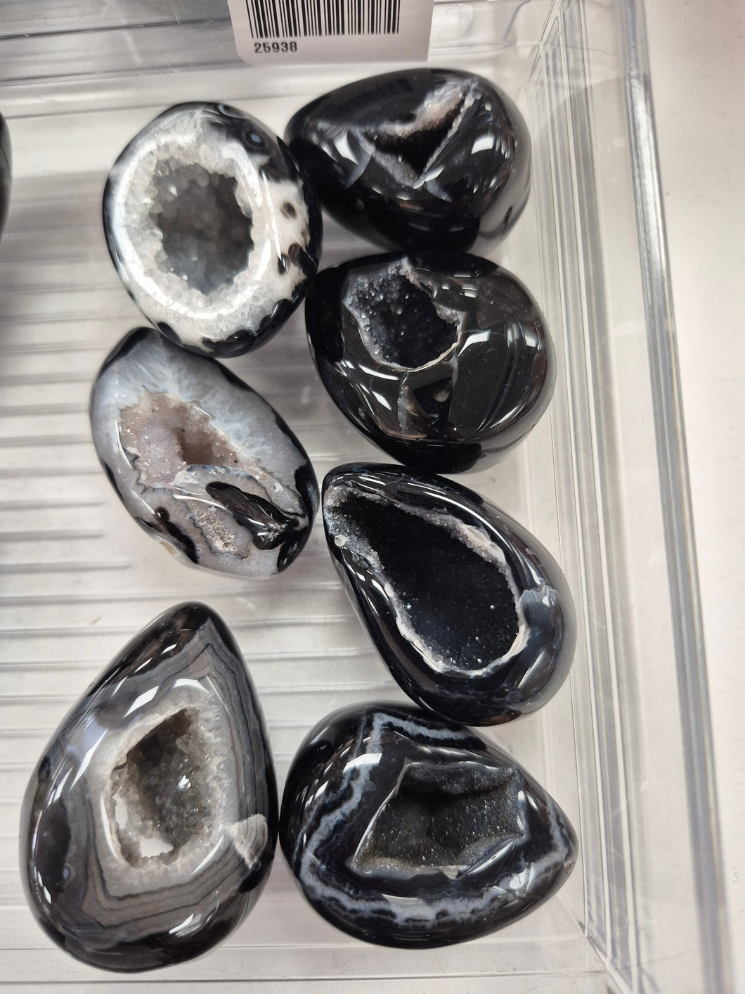 BLACK AGATE DRUZY EGG
