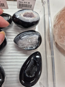 BLACK AGATE DRUZY EGG