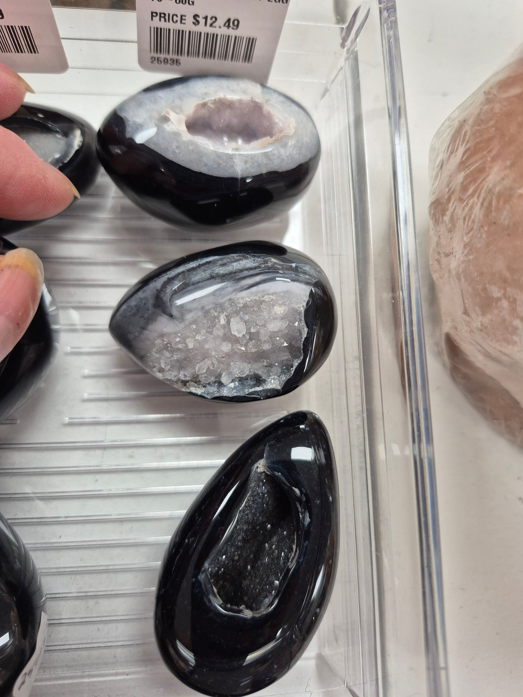 BLACK AGATE DRUZY EGG