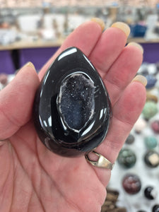 BLACK AGATE DRUZY EGG