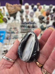 BLACK AGATE DRUZY EGG