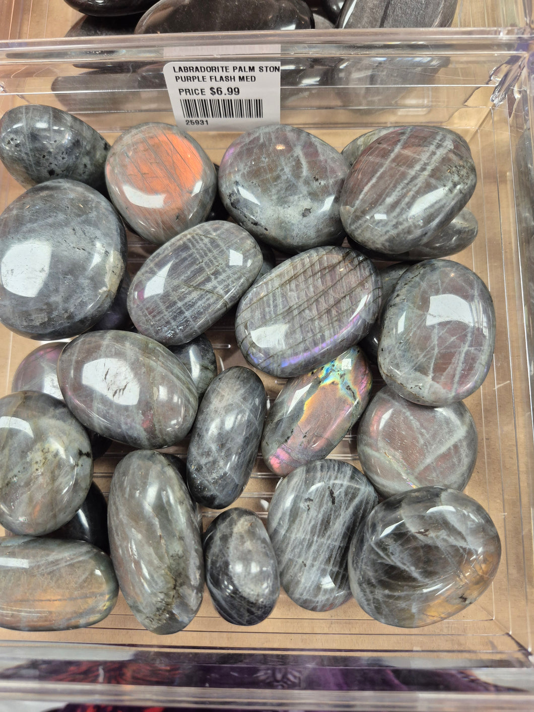 LABRADORITE PALM STONE PURPLE FLASH