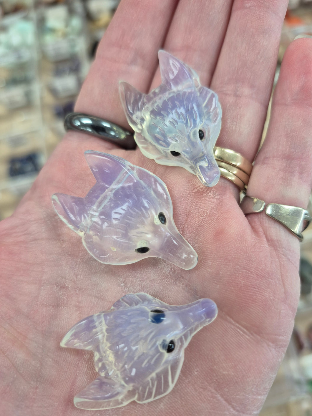 OPALITE WOLF PENDANTS