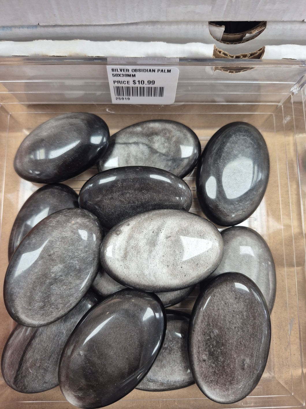 SILVER OBSIDIAN PALM STONE
