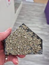 Load image into Gallery viewer, PYRITE BASALT CUT BASE
