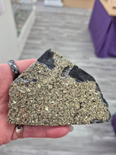 Load image into Gallery viewer, PYRITE BASALT CUT BASE
