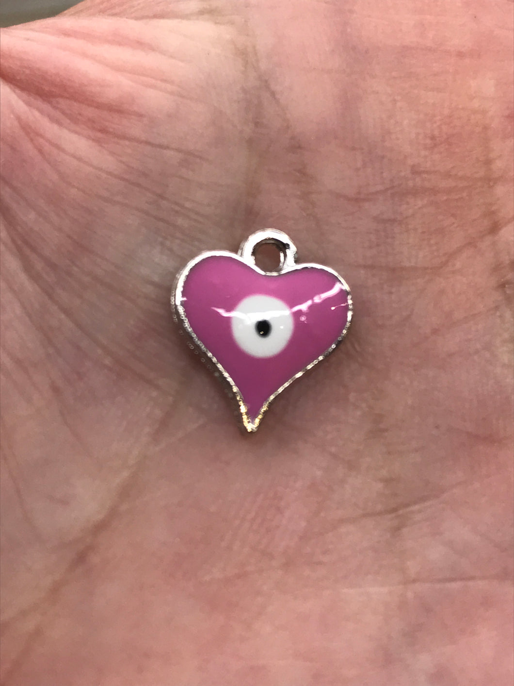 ENAMEL CHARM EVIL EYE HEART