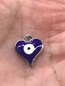 ENAMEL CHARM EVIL EYE HEART