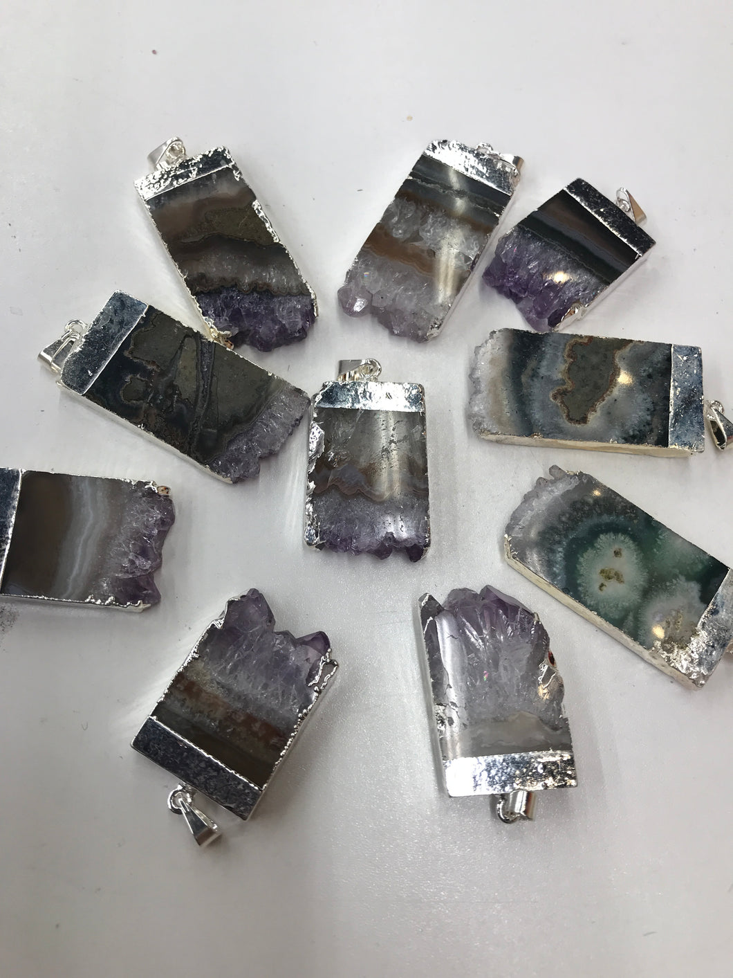 AMETHYST SLICE PENDANT POINT DOWN