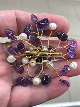 Load image into Gallery viewer, AMETHYST/PEARL BROOCH
