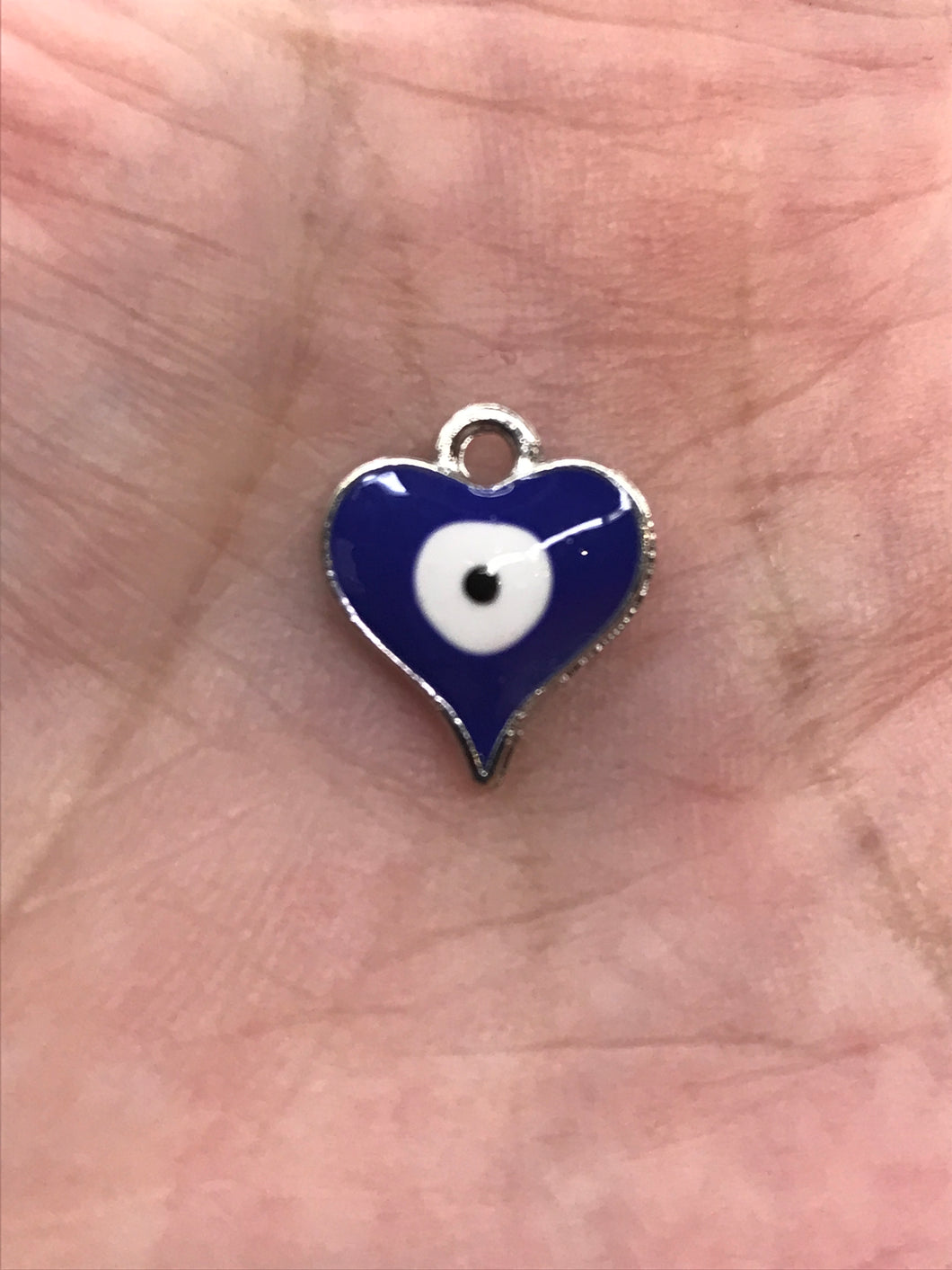 ENAMEL CHARM EVIL EYE HEART