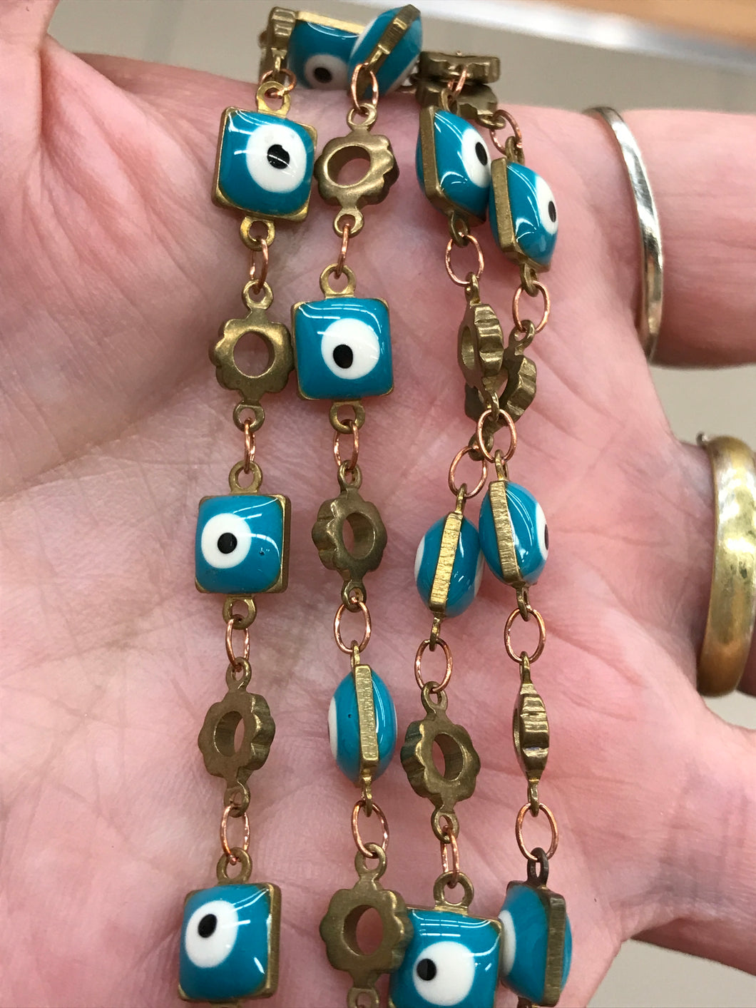 UNPLATED BRASS EVIL EYE CHAIN