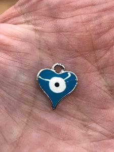 ENAMEL CHARM EVIL EYE HEART