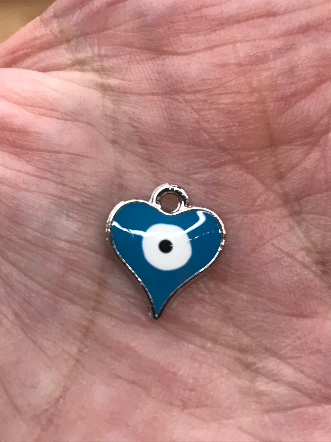 ENAMEL CHARM EVIL EYE HEART