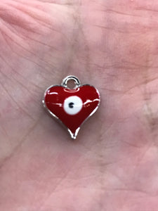 ENAMEL CHARM EVIL EYE HEART