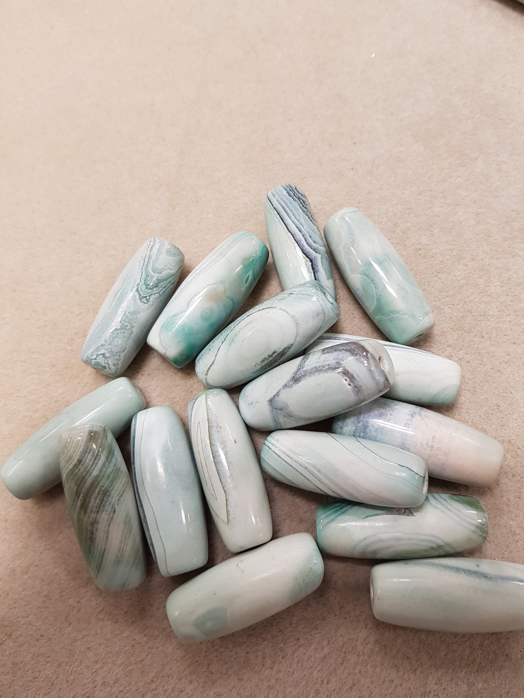Agate dZi Rice Bead