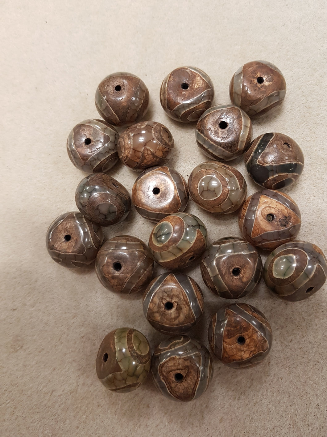 Agate dZi Rondelle Bead