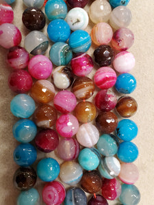 Agate Round Faceted Mixed
