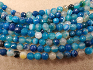 Agate Faceted Blue Round 8MM