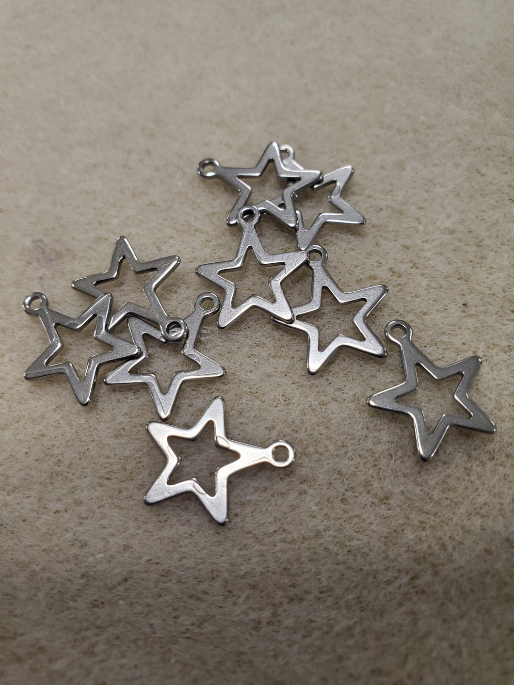 304 Stainless Steel Open Star Charm